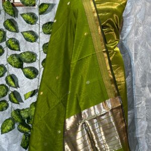 Maheshwari Silver Gold Coin Buti Top & Dupatta Dress Material